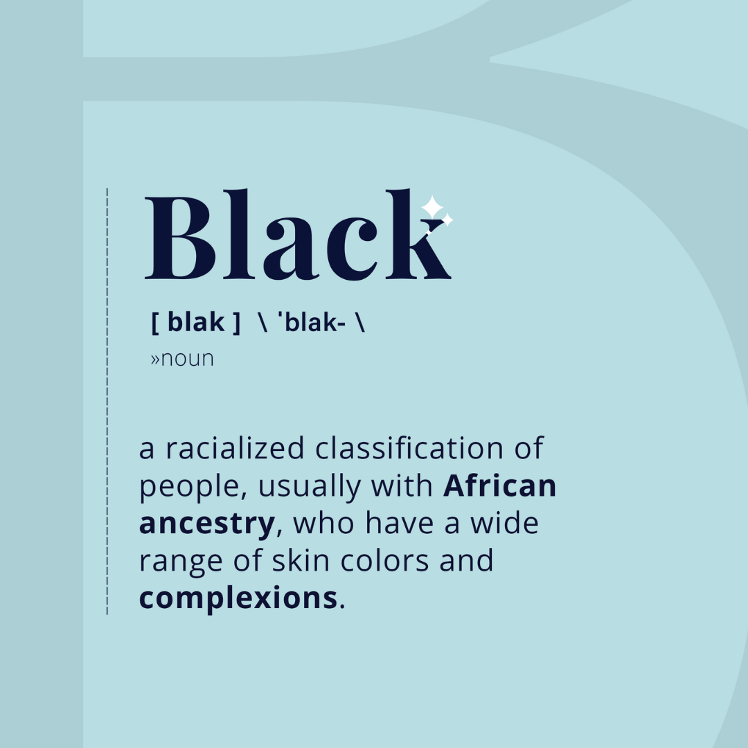 a racialized classification of people, usually with African ancestry, who have a wide range of skin colors and complexions